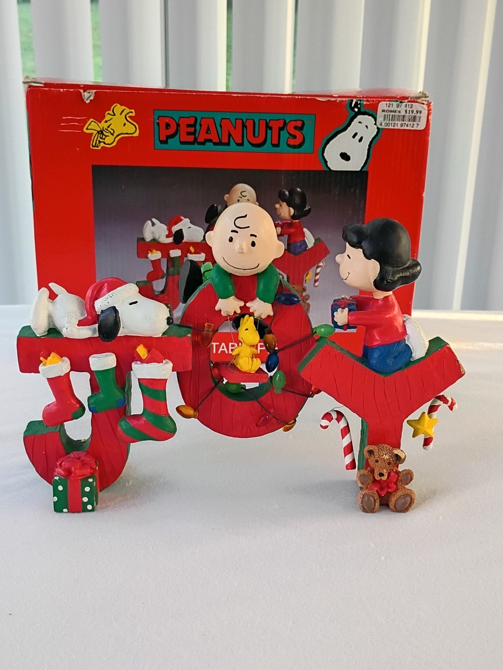 Kurt Adler Peanuts JOY Resin Tablepiece Charlie Brown Snoopy Woodstock Lucy